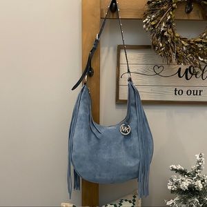 🛑SOLD🛑Michael Kors Blue Suede Fringe Hobo Bag